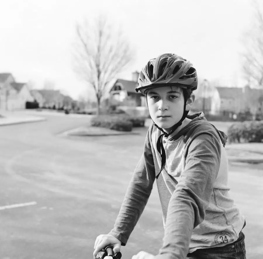 Preston Young - Son on Bike B&W