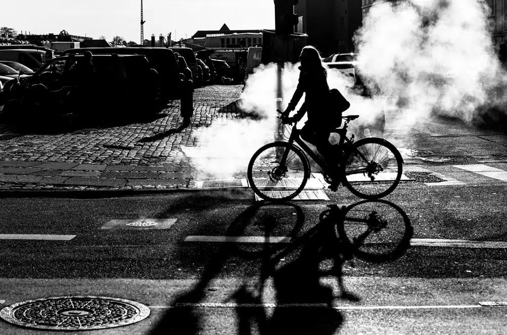 A bike and some damp on a chilly October morning in Copenhagen.