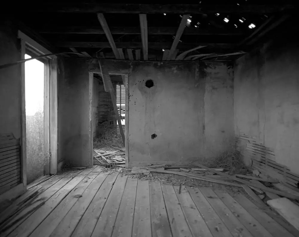Interior, abandoned home - Arlington, Colorado. Pentax 6x7, 45mm f/4, Ilford Pan F Plus.