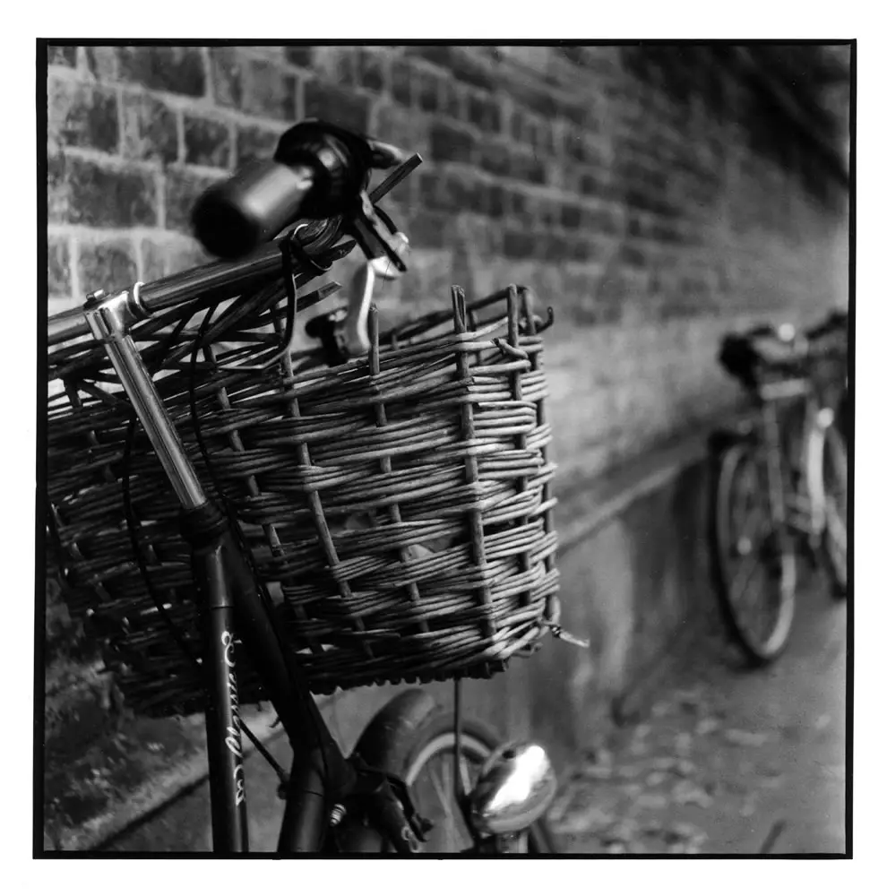 Bicycle - Cambridge - Darkroom print made on Ilford MGFB from a Delta 3200 negative shot in a Yashica A Camera