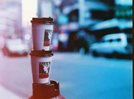 Coffee run - Lomochrome Purple XR 100-400 shot at ISO 200. Color negative film in 120 format shot as 6x4.5.