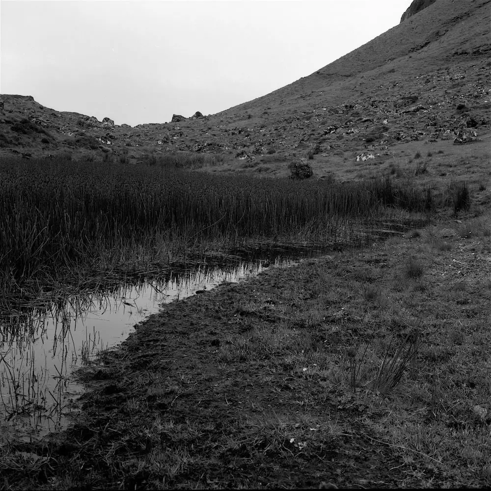 <b>The Quiraing, Isle of Skye</b><br>Bronica SQAi, 80mm, f22 on Ilford Pan F with Yellow Filter