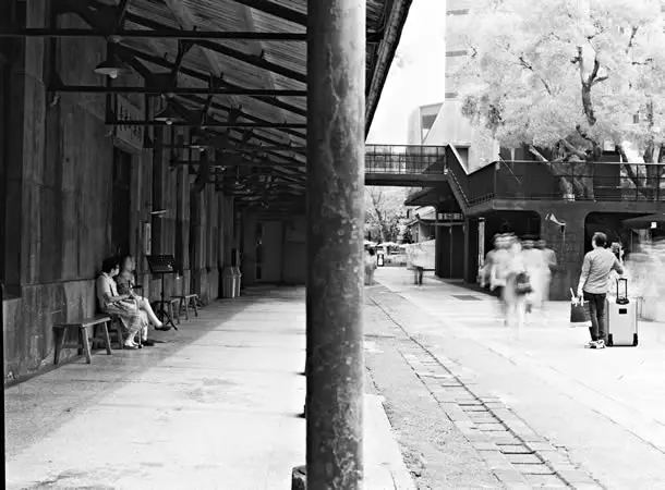 Waiting zone - Rollei Superpan 200 shot at ISO3. Black and white negative film in 120 format shot as 6x4.5. R72 720mn infrared filter.