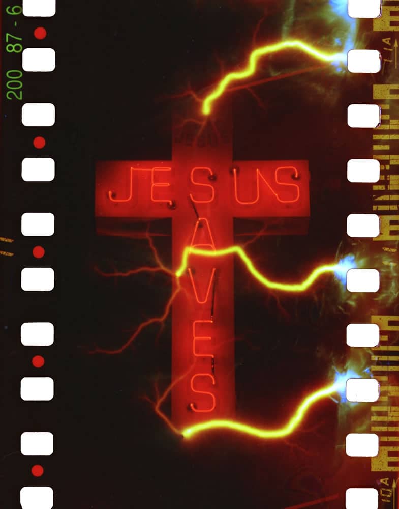 Jesus Saves - Shot with Nikon F100 camera, Nikkor 50-300mm f/4.5 lens, Revolog Tesla 2 film, f/8, 1:20