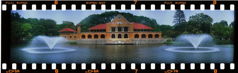 Washington Park Lakehouse - FT-2 camera, Fuji Velvia 50 film.
