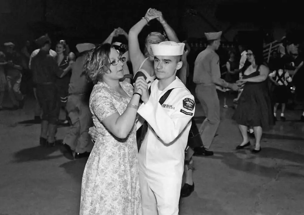 Sailor and date at post-reenactment dance, 6/15, HP5 in HC110 Dilution H