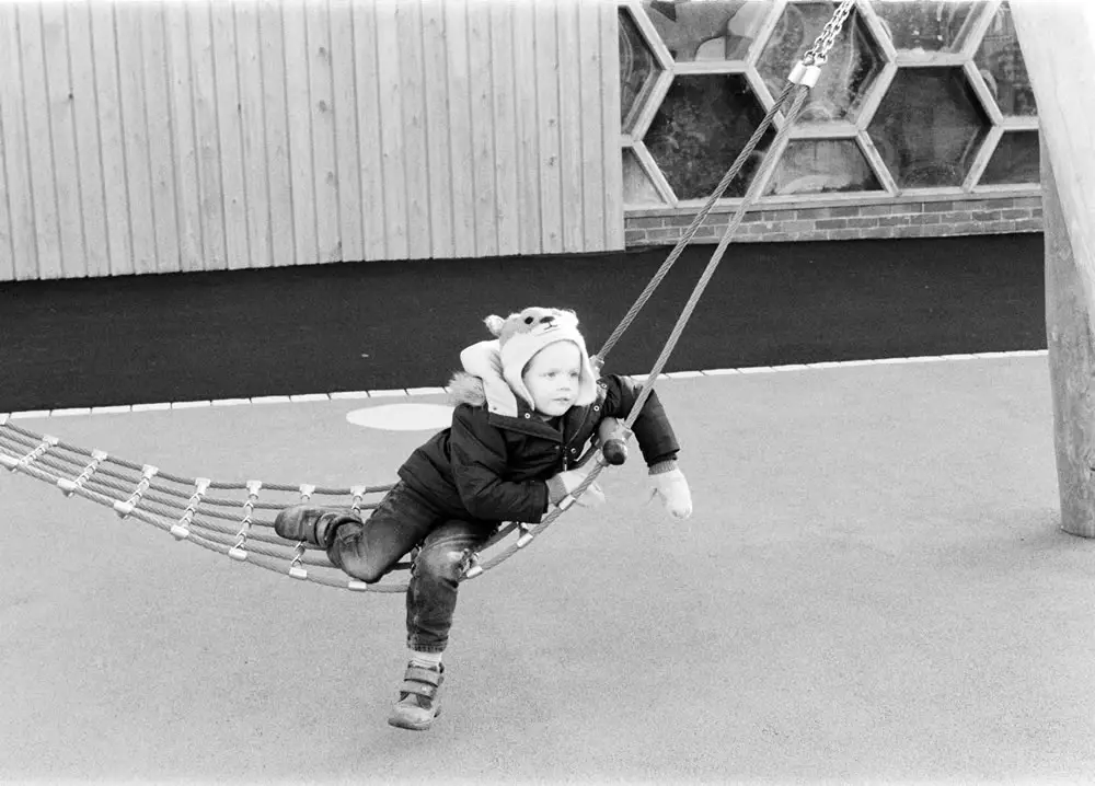 Swung out - Ilford Delta 400 Professional - Olympus OM10 - Michelle Parr, Harman Technology Sales and Marketing