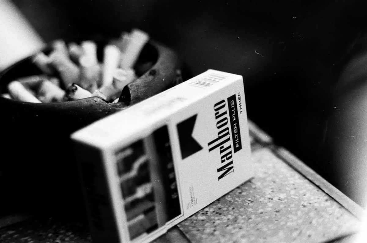 Filthy habit - Ilford FP4+ shot at EI 800. Black and white negative film in 35mm format. Push processed 1+2/3 stops.