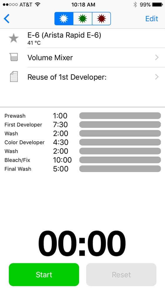 Screenshot of Darkroom Lab Timer on iPhone 6