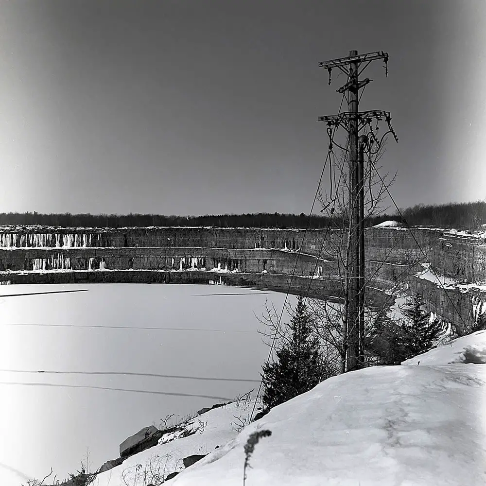 An old electrical pole at an abandoned iron mine in Marmora, Ontario Yashica-12 – Yashinon 80mm 1:2.8 – Kodak TMax 400 – Kodak D-76.