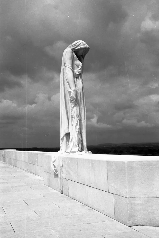 The central statute that graces the Canadian National War Memorial at Vimy Ridge, Vimy, France. Contax G2 – Carl Zeiss Planar 2/45 – Kodak Panatomic-X – Kodak Xtol.