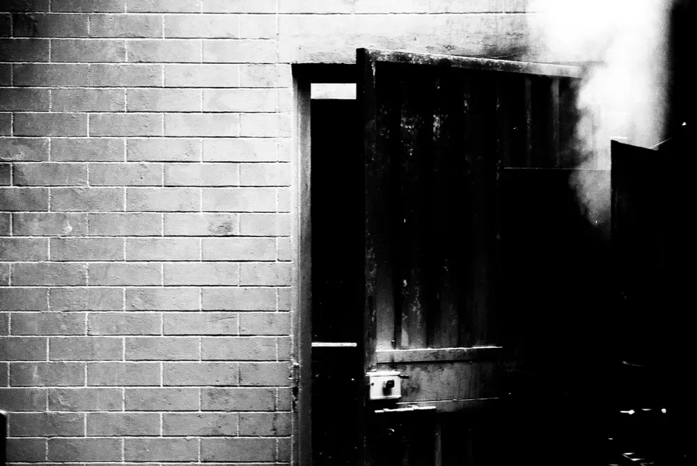 Steamroom - Ilford FP4+ shot at EI 400. Black and white negative film in 35mm format. Push processed 1+2/3 stops