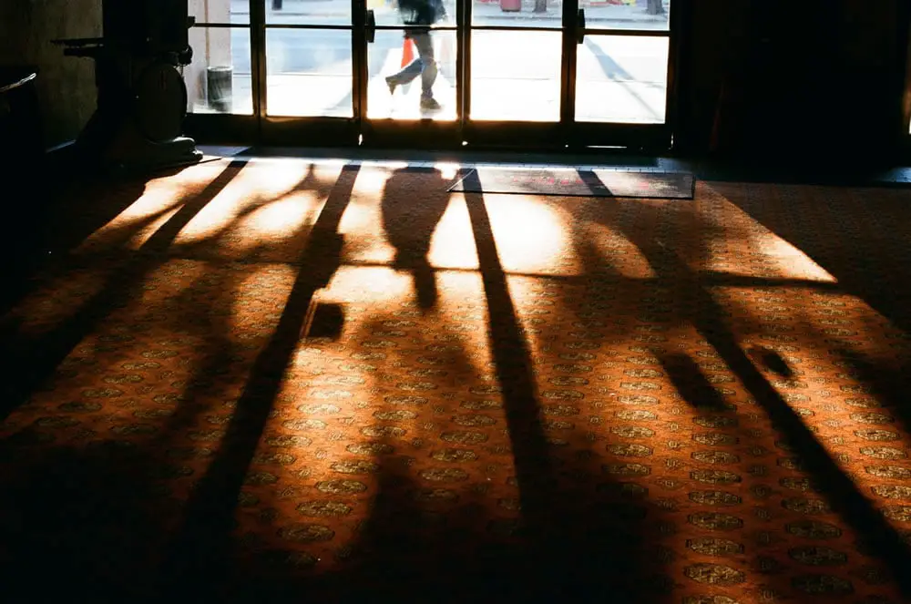 Cinema lobby shadows, Kodak Ektar 100, Minolta SRT-102, metro Detroit