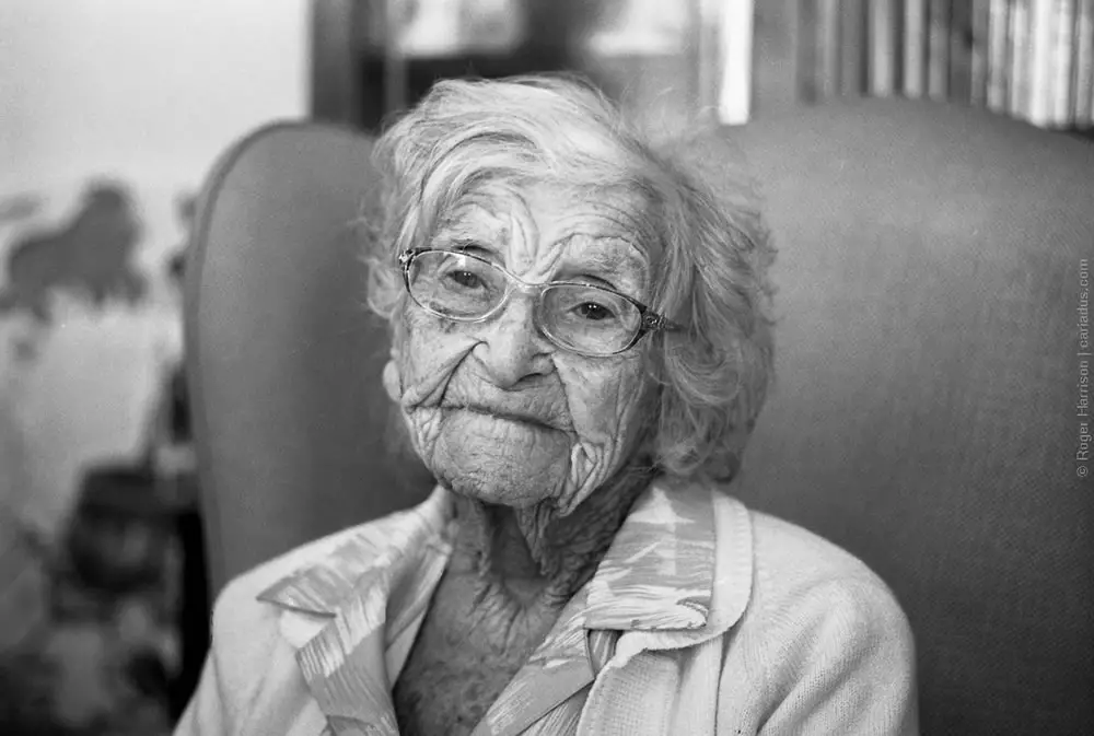 Mrs Edith Williams on her 105th birthday Taken - Contax G1, 90mm/2.8 on Ilford XP2 Super