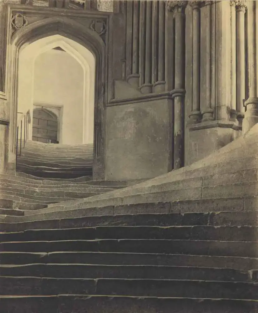 FREDERICK H. EVANS (1853-1943) 'A Sea of Steps', Wells Cathedral, Steps to Chapter House, 1903. Source: Christie's