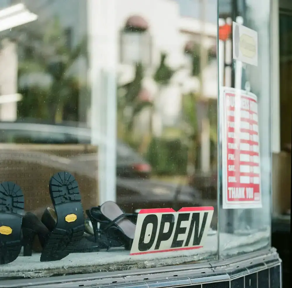 Open, Fountain Ave - Fountain Avenue shoe repair shop. Hasselblad 500C, Fujifilm Pro 400H.