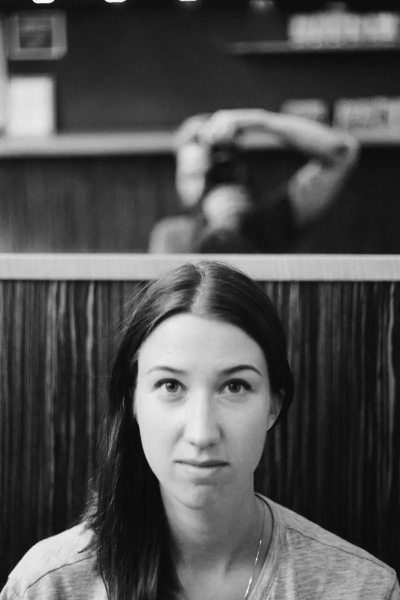Self portrait taken with a Leica M6 on Kodak Tri-X 400 in a diner in New York City, United States.