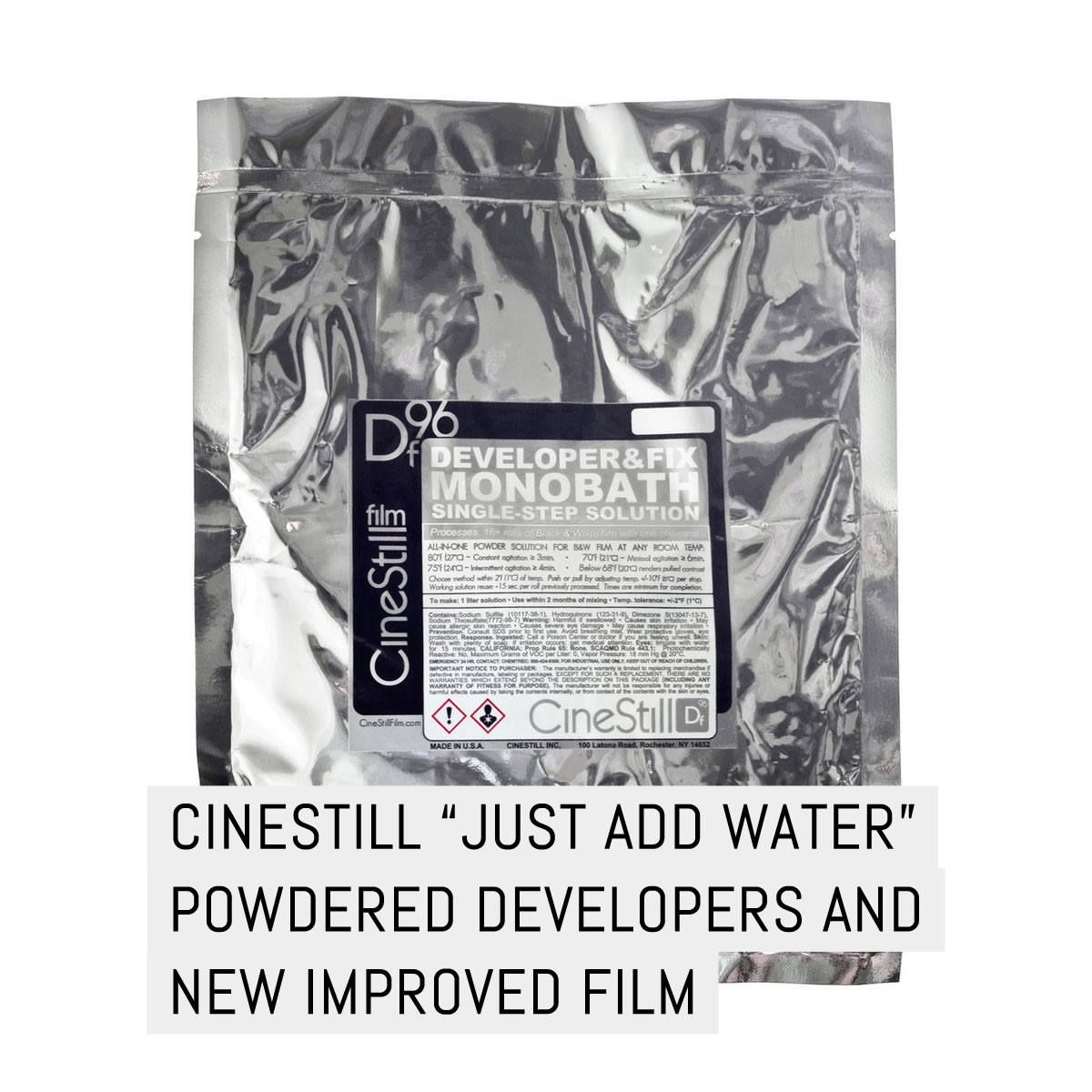 New in: CineStill “just add water” powdered developers and new improved film