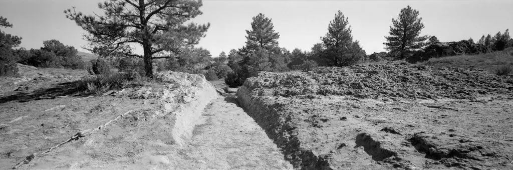 Oregon Trail Ruts - DaYi 6x17 Back, ILFORD Pan F film and orange filter.