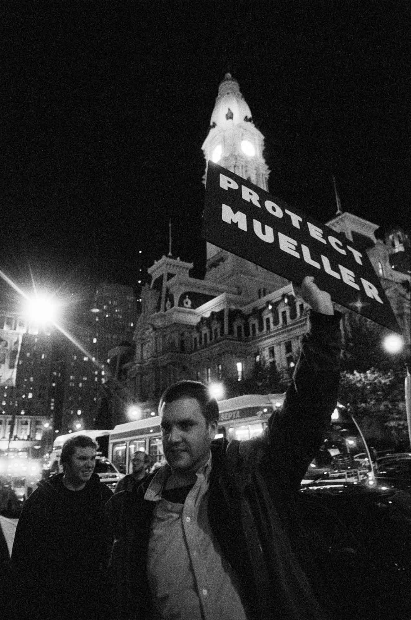 No One is Above the Law protest, Nikon F2AS, 24mm f/2.8 AF-D, Ilford Delta 3200