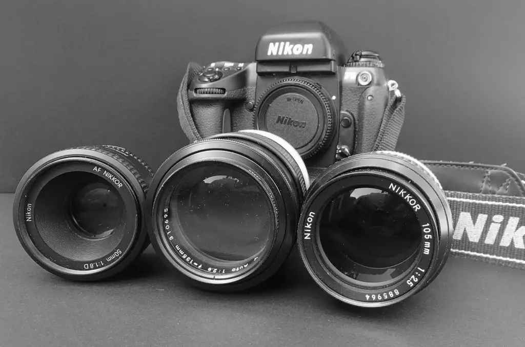 Nikon F5 with Nikkor 50mm f/1.8 AF-D, Nikkor-Q 135mm f/2.8 and Nikkor 105mm f/2.5
