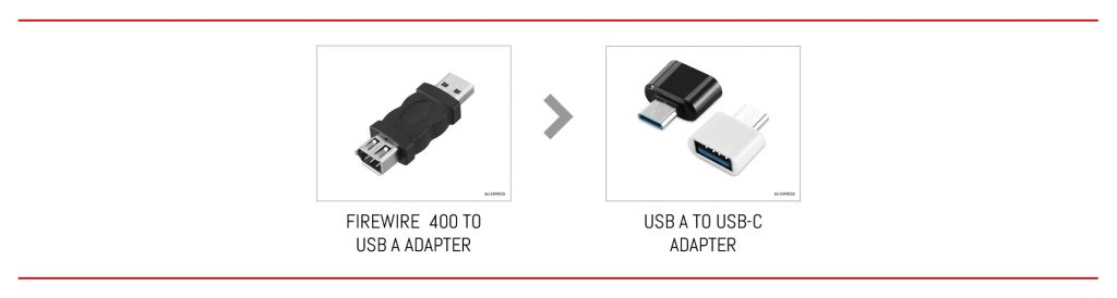 From FireWire 400 to USB-C in two steps.