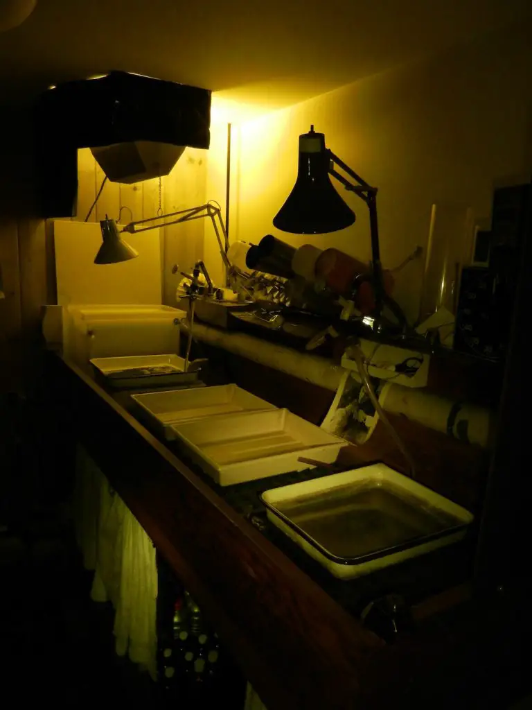 Darkroom trays under safe light