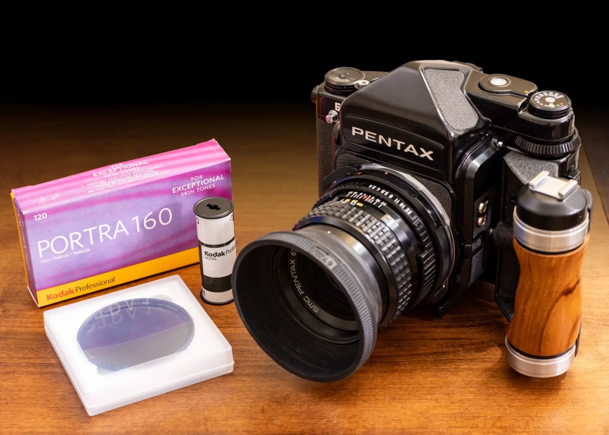 Pentax 67, SMC 105mm f/2.4 lens and Portra 16