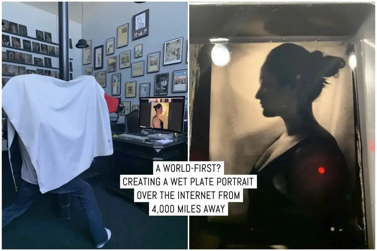 A world-first? Creating a traditional wet plate portrait over the internet from 4,000 miles away