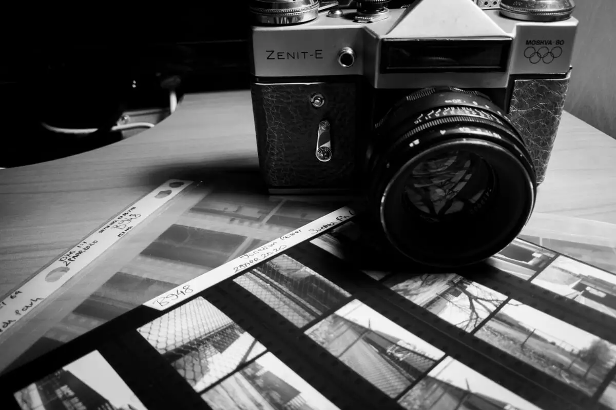 My Zenit E with contact sheet
