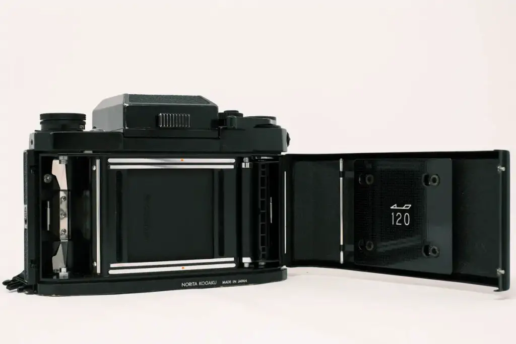 Norita 66 camera with waist level finder - Rear (Film door open)