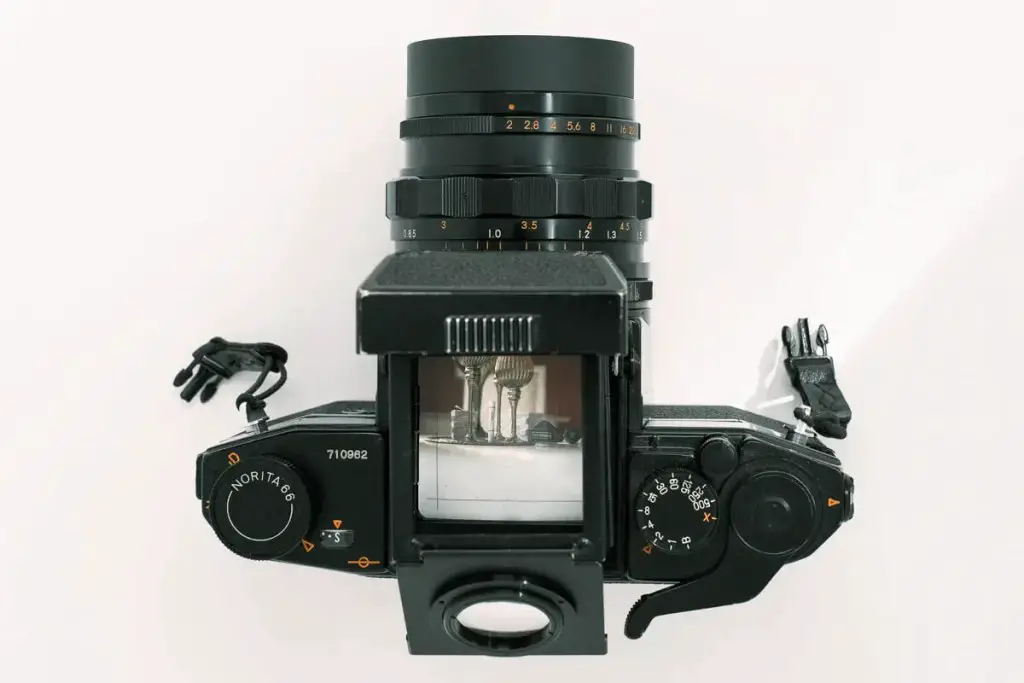 Norita 66 camera with waist level finder - Top (Finder open)