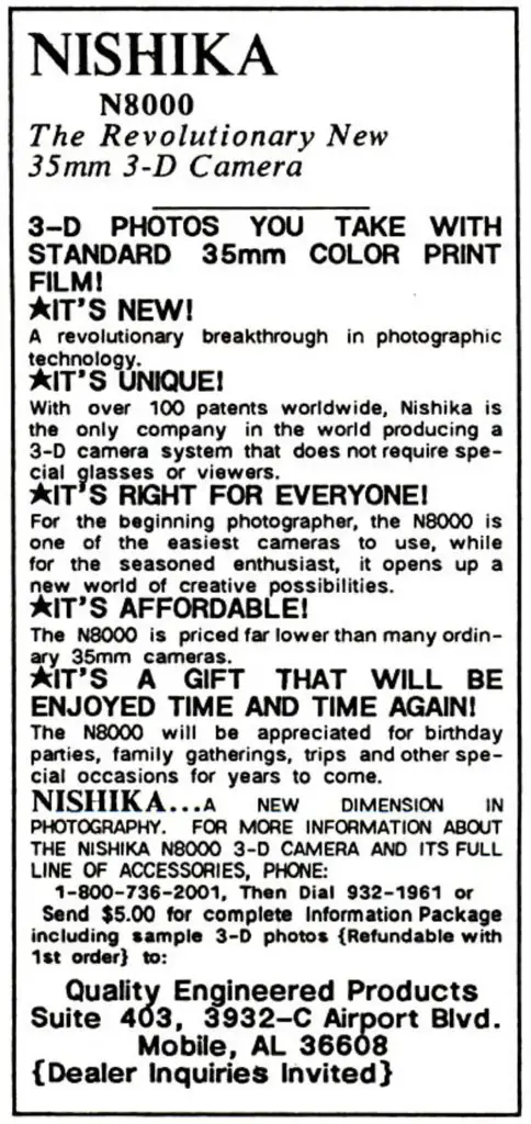 Nishika N8000 Popular Photography Advert