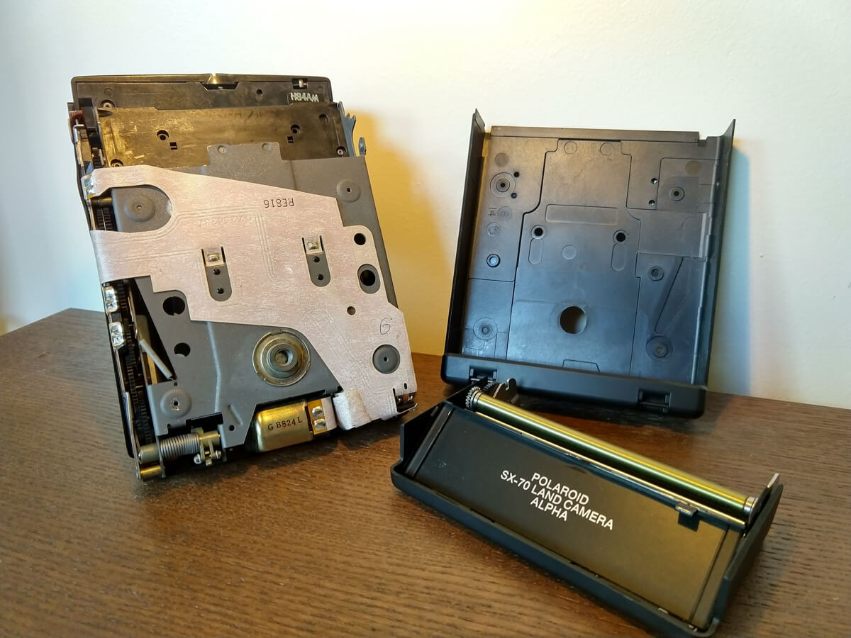 Partially disassembled Polaroid SX-70