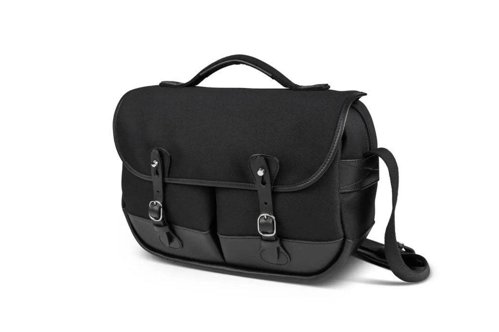 Billingham Mini Eventer in black with black leather - Front