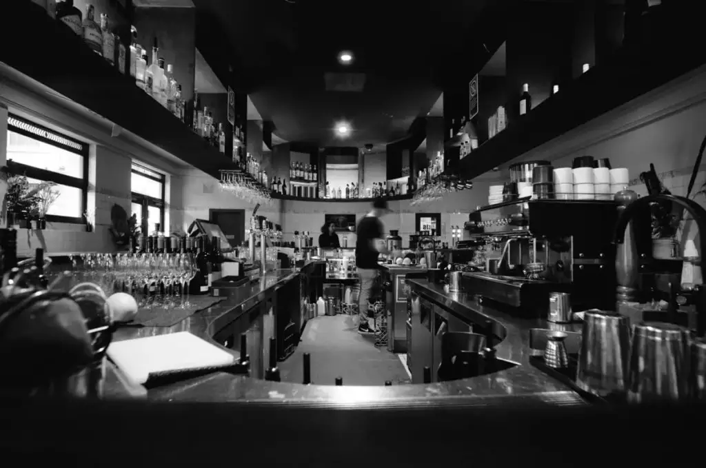 Bar at The Old Clare Hotel, Chippendale - Kodak TMax 100 ISO 100