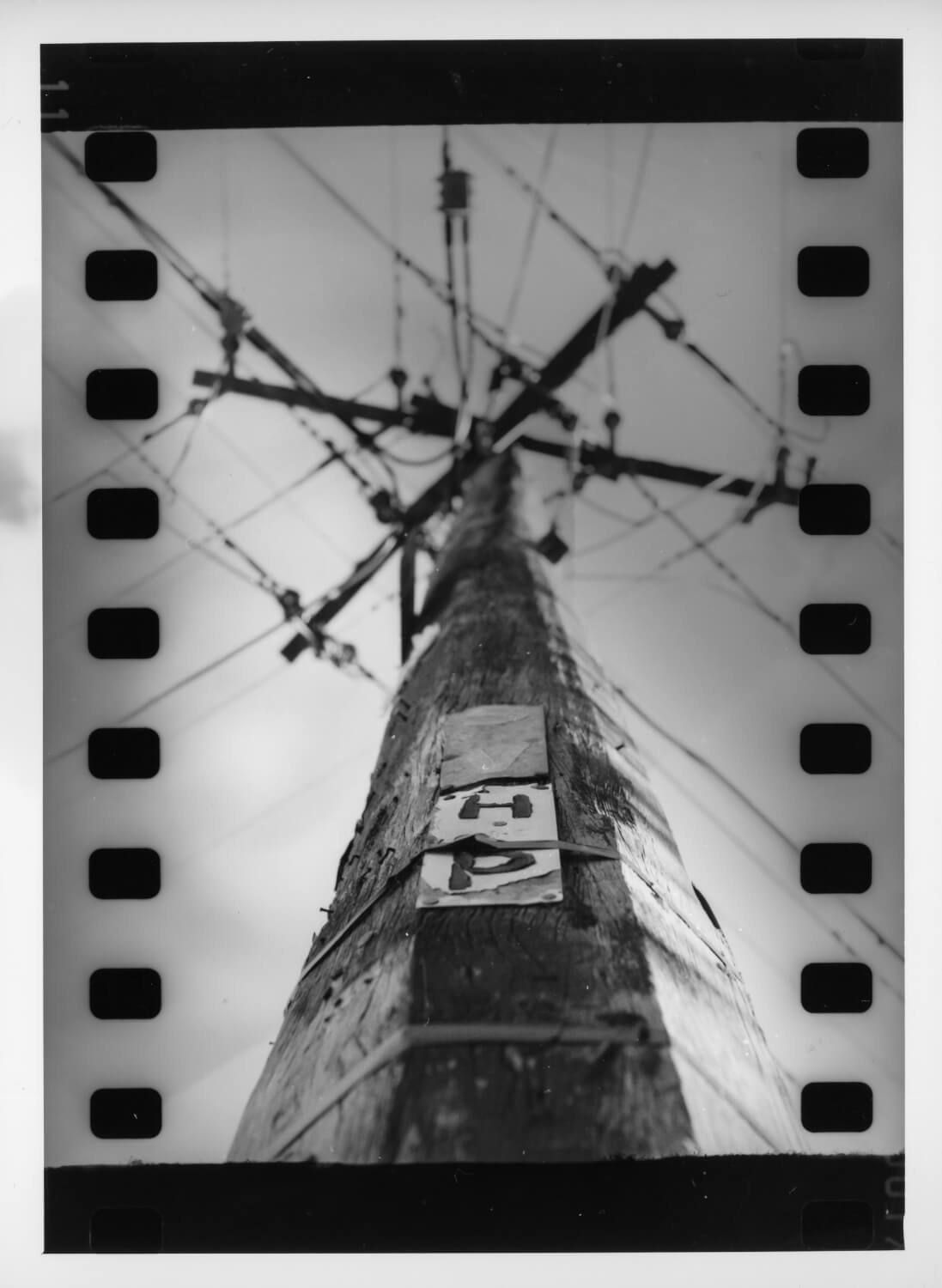 Scanned darkroom print of a pole, taken on the Yashica 44.  The darkroom also became a great source of comfort and creativity during this ongoing lockdown.