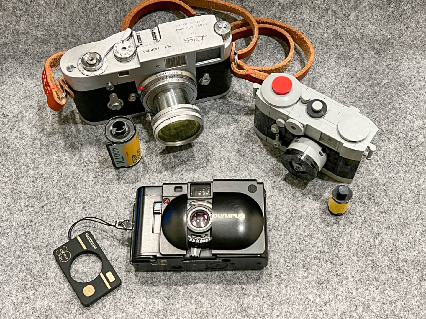 Leica M2 and Olympus XA vs Lego VIP rangefinder camera 6392344