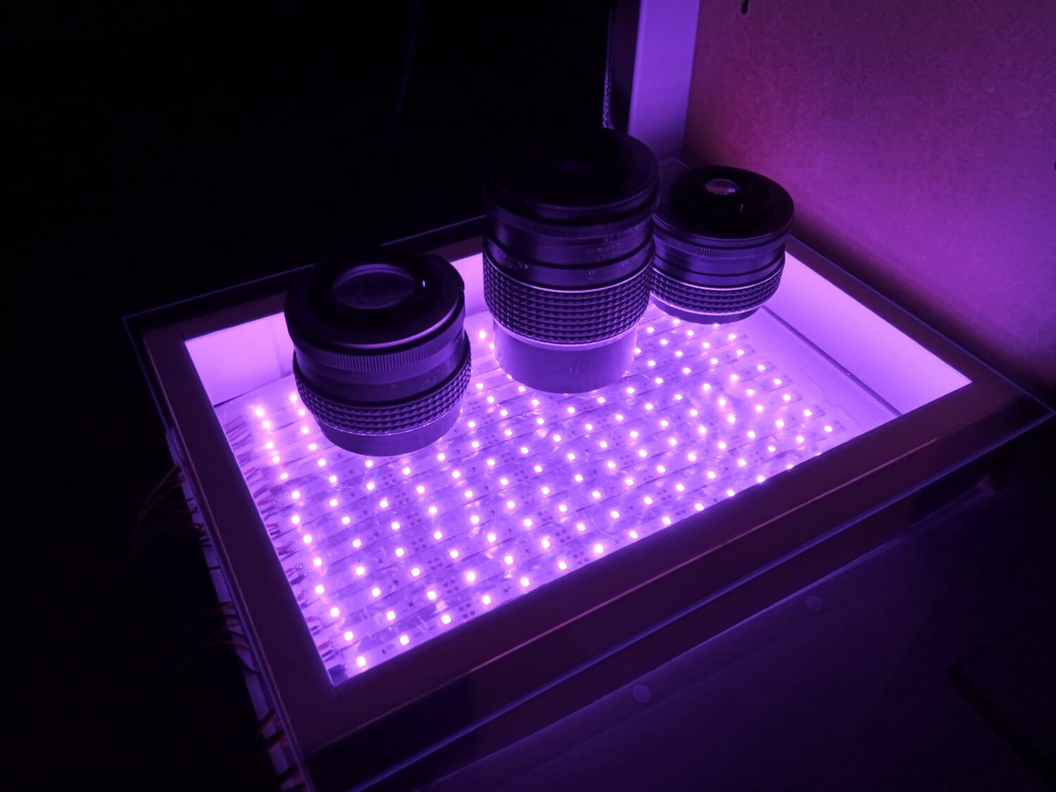 Lenses on UV light table