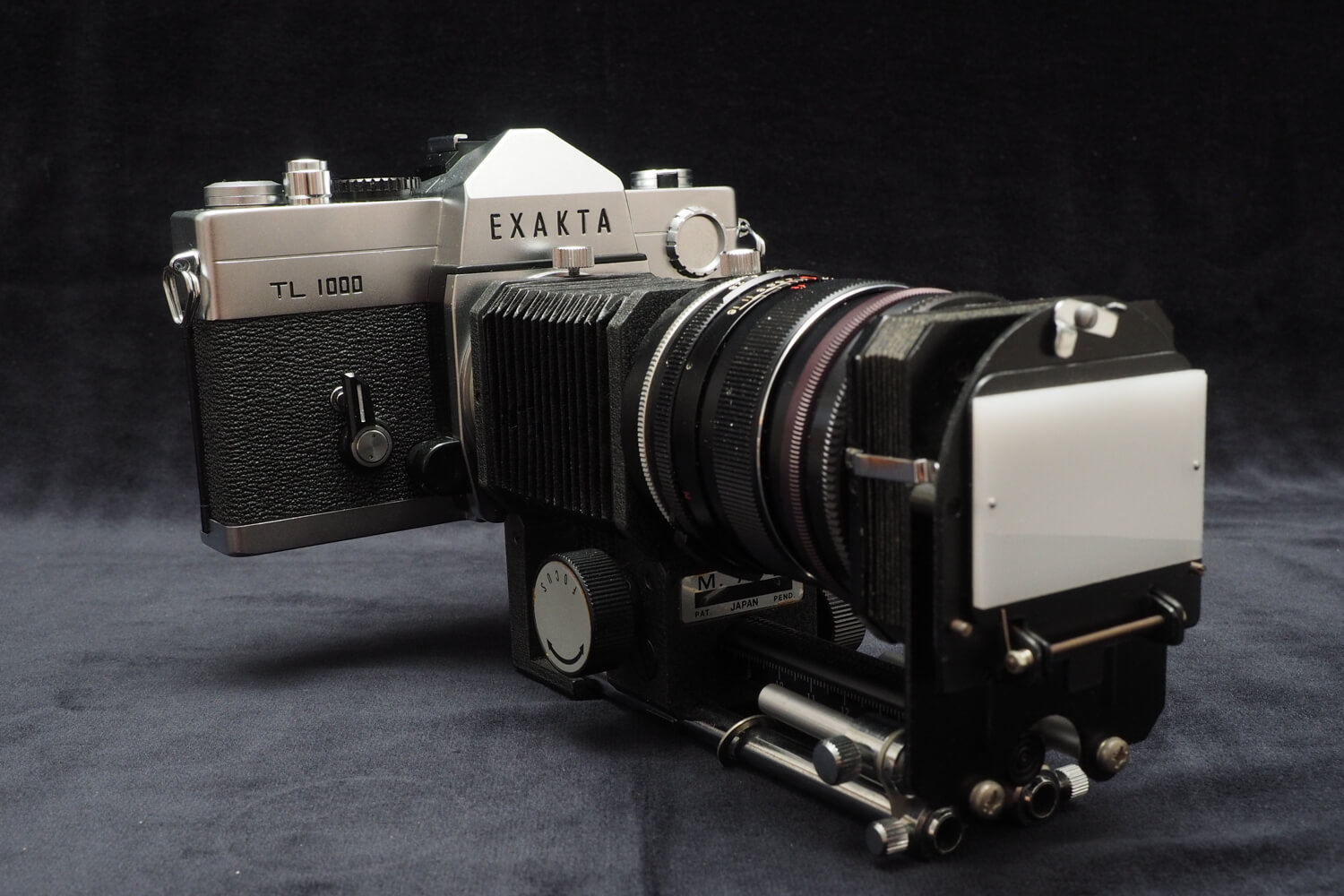Exakta TL 1000 with Bellows, slide copier and Beroflex 50mm f/2.8 lens
