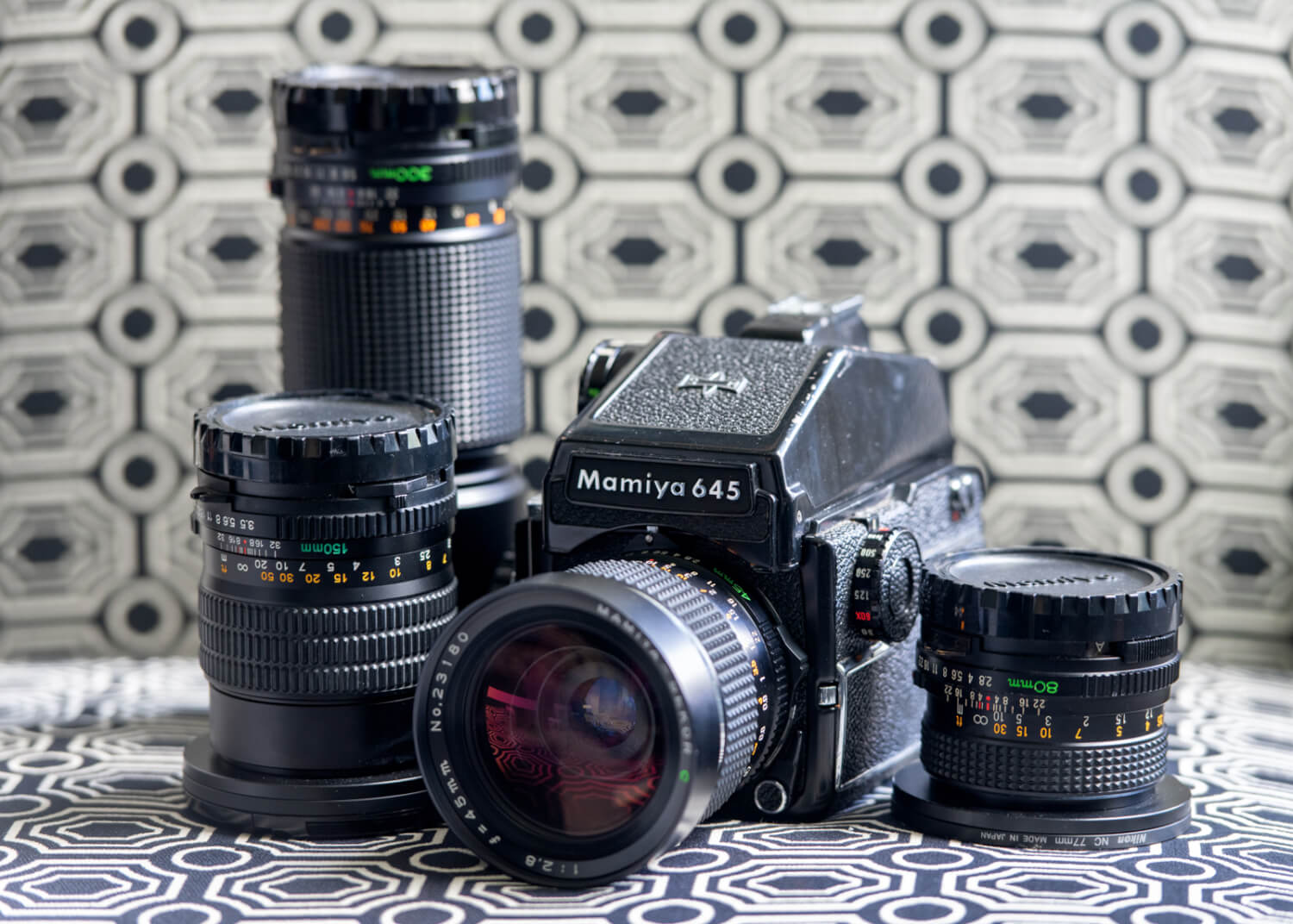 Mamiya 645 1000s with a selection of manual focus Sekor-C prime lenses