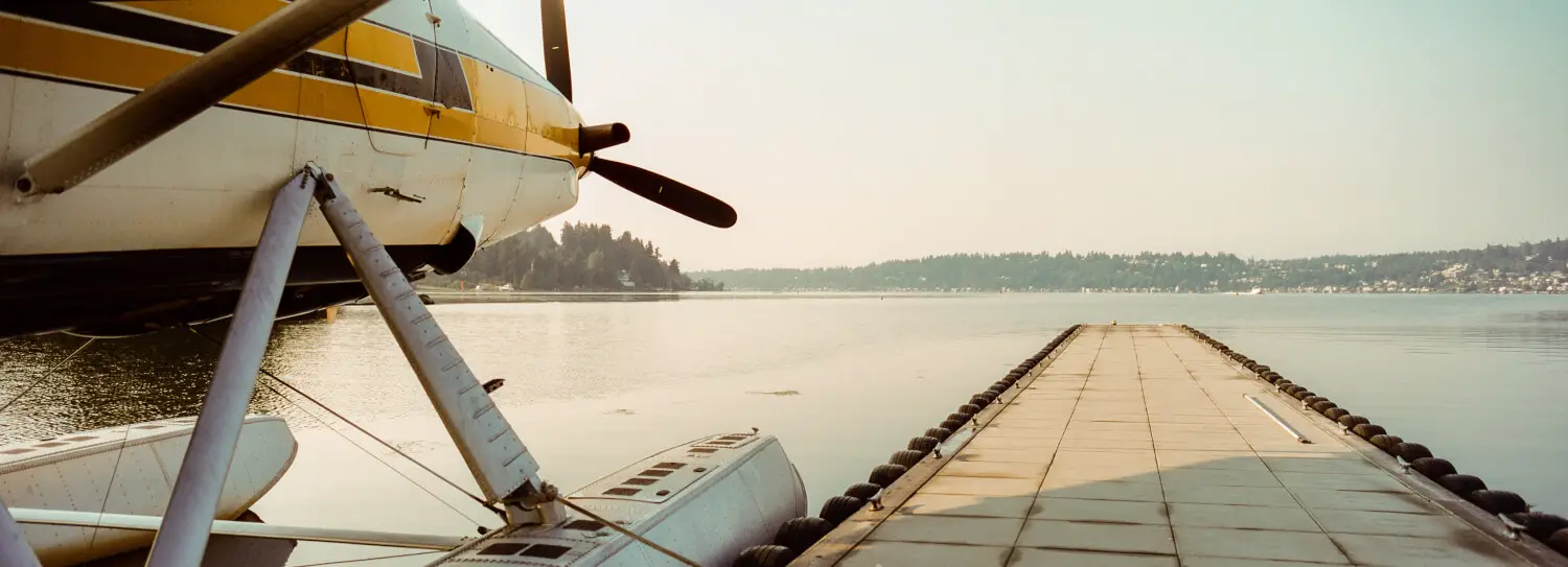 CineStill 400D - Hasselblad Xpan - Kenmore Air - Kenmore Air Harbor at the northern edge of Lake Washington also during a smoke filled morning.