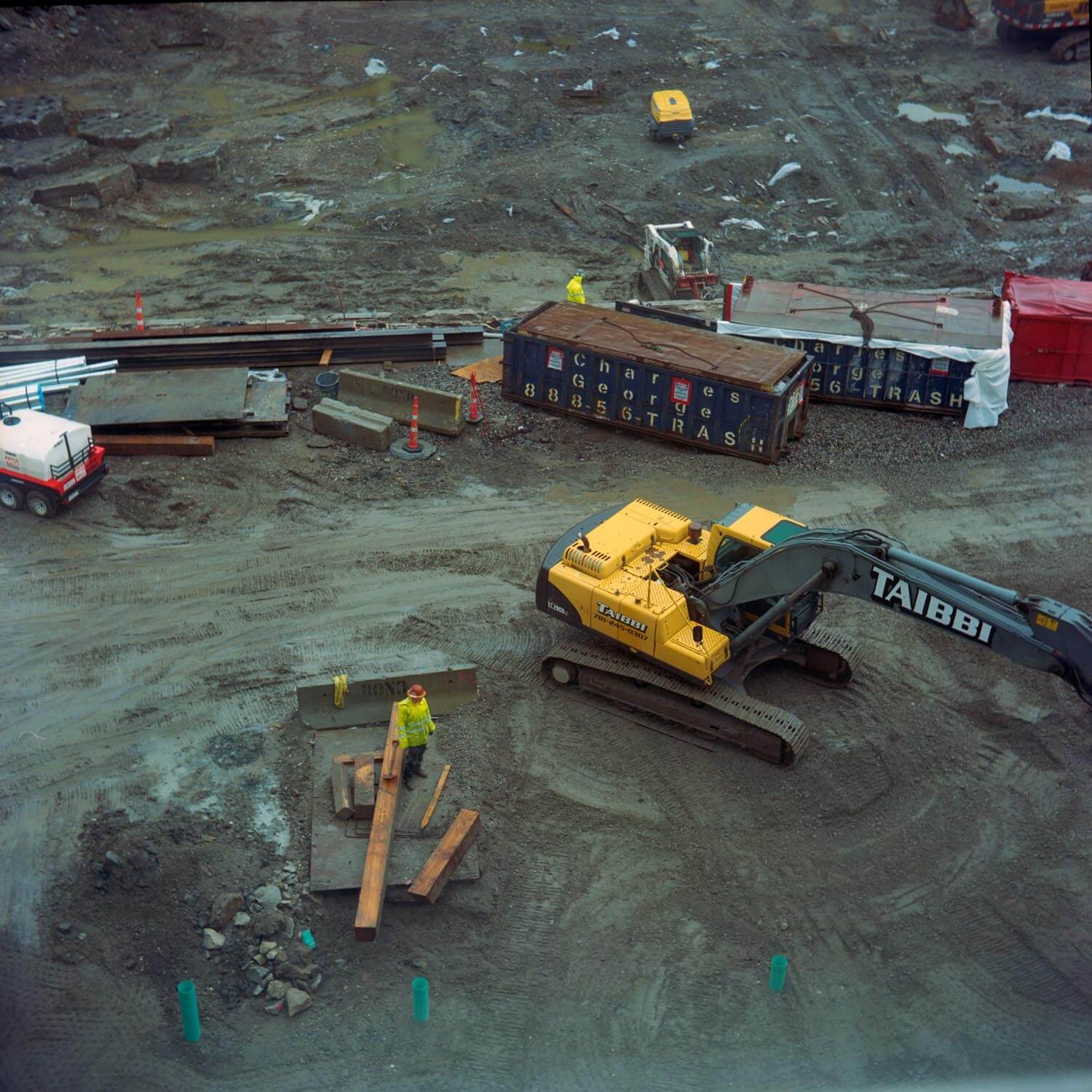 Construction site - Here again the strong diagonal subject matter fits well into the square frame. Shot on a Rollei Automat from 1949 and Ektachrome film